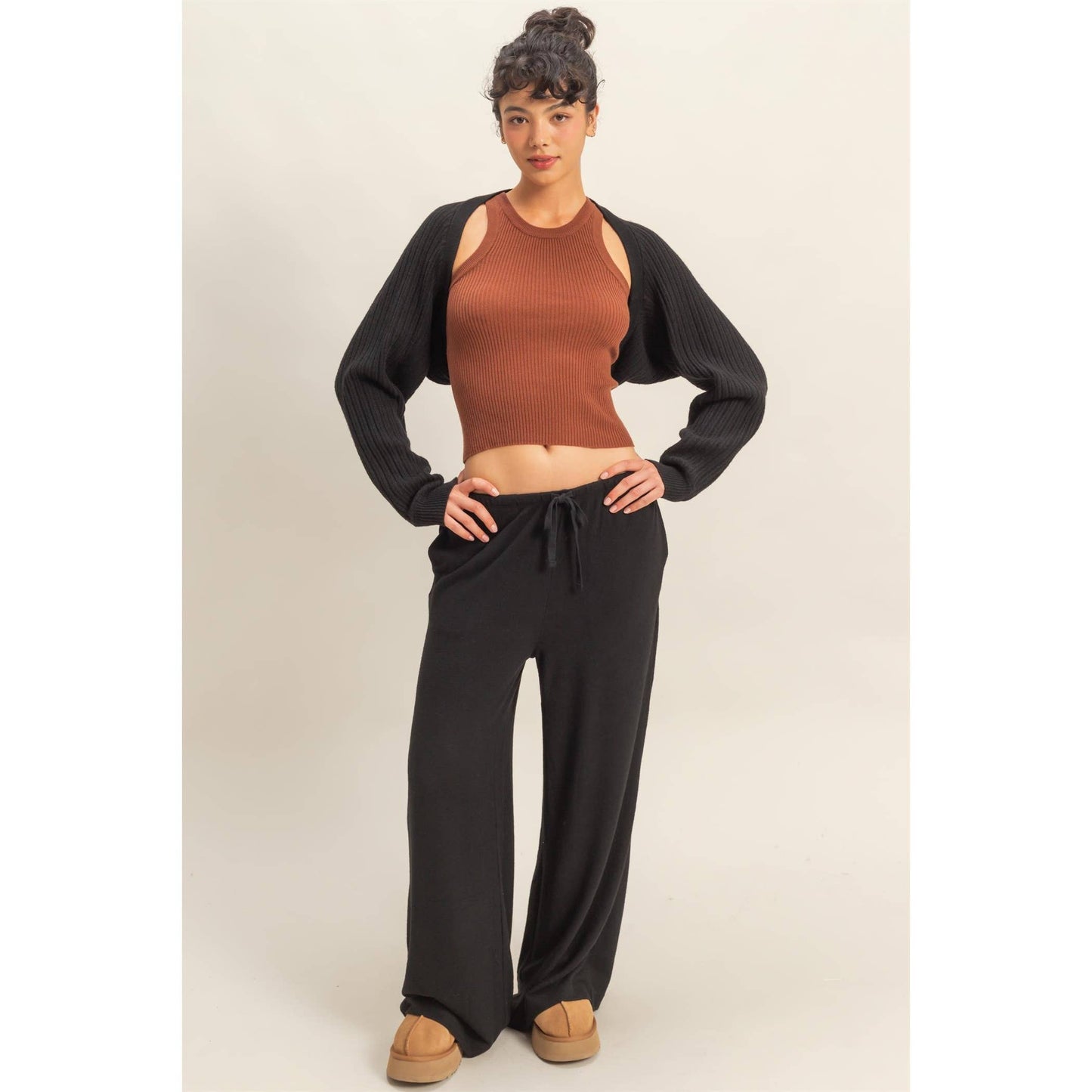 Ribbed Knit Bolero Cardigan