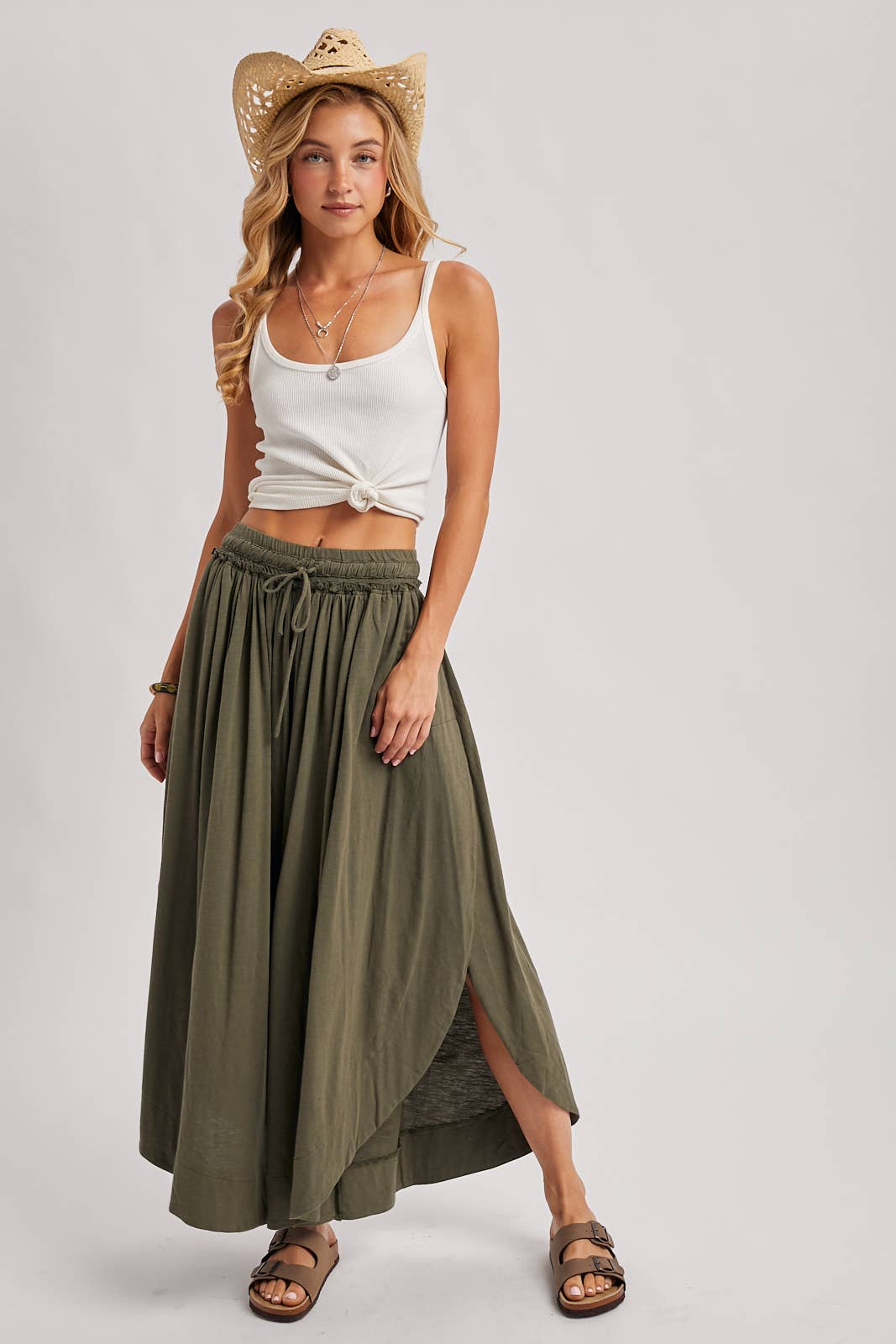 Bohemian Side Slit Wide Leg Pants