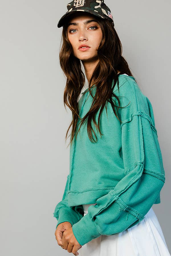 Solid Cropped Sweatshirt