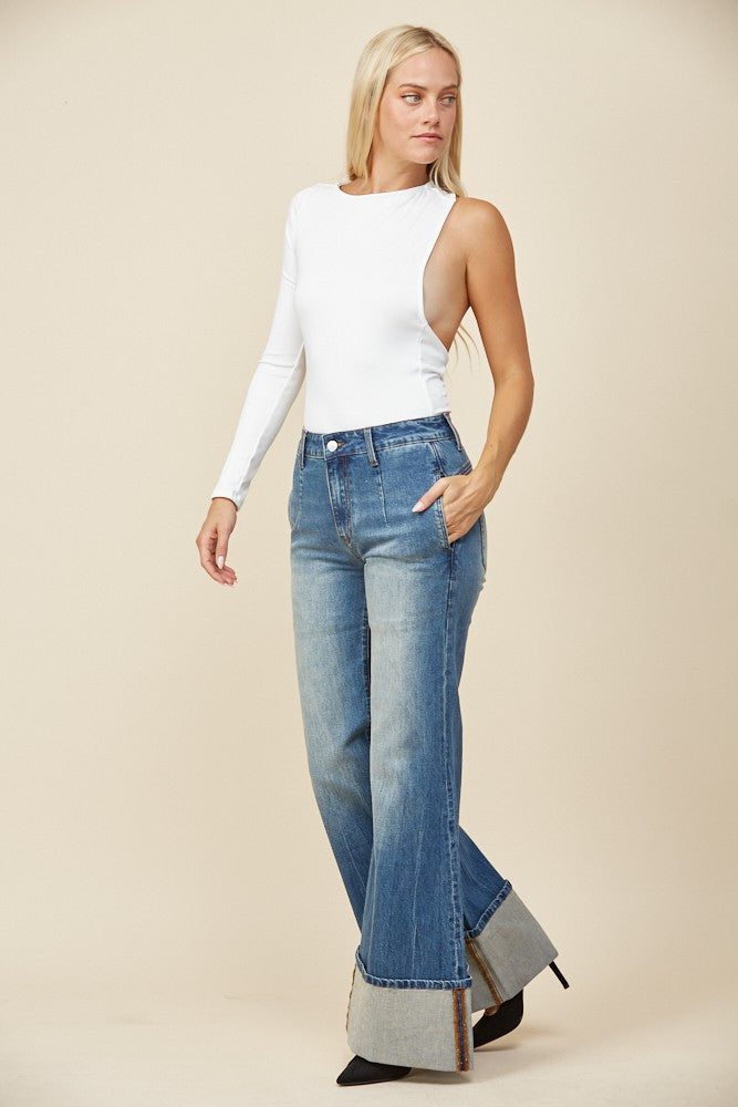 Premium Mid Rise Cuffed Full Length Jeans