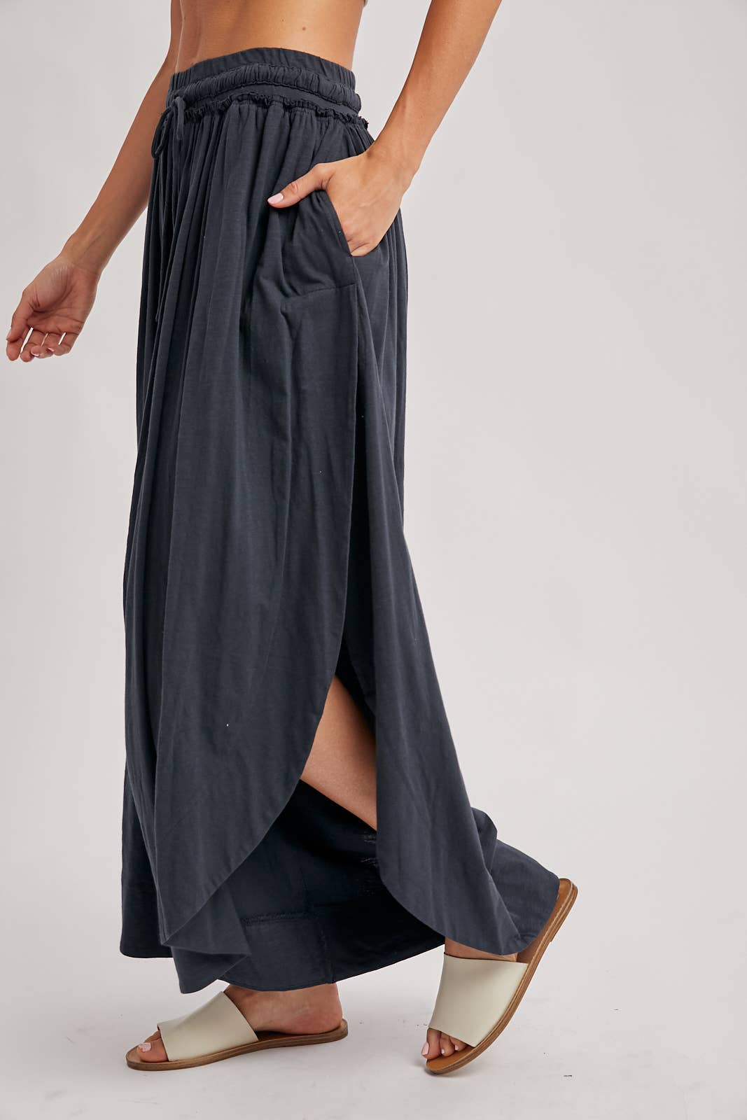 Bohemian Side Slit Wide Leg Pants