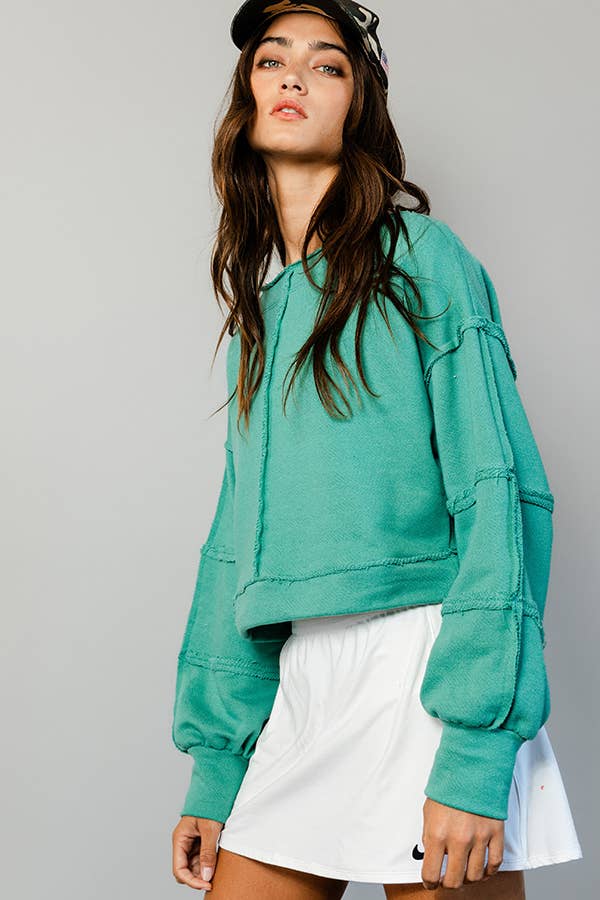 Solid Cropped Sweatshirt