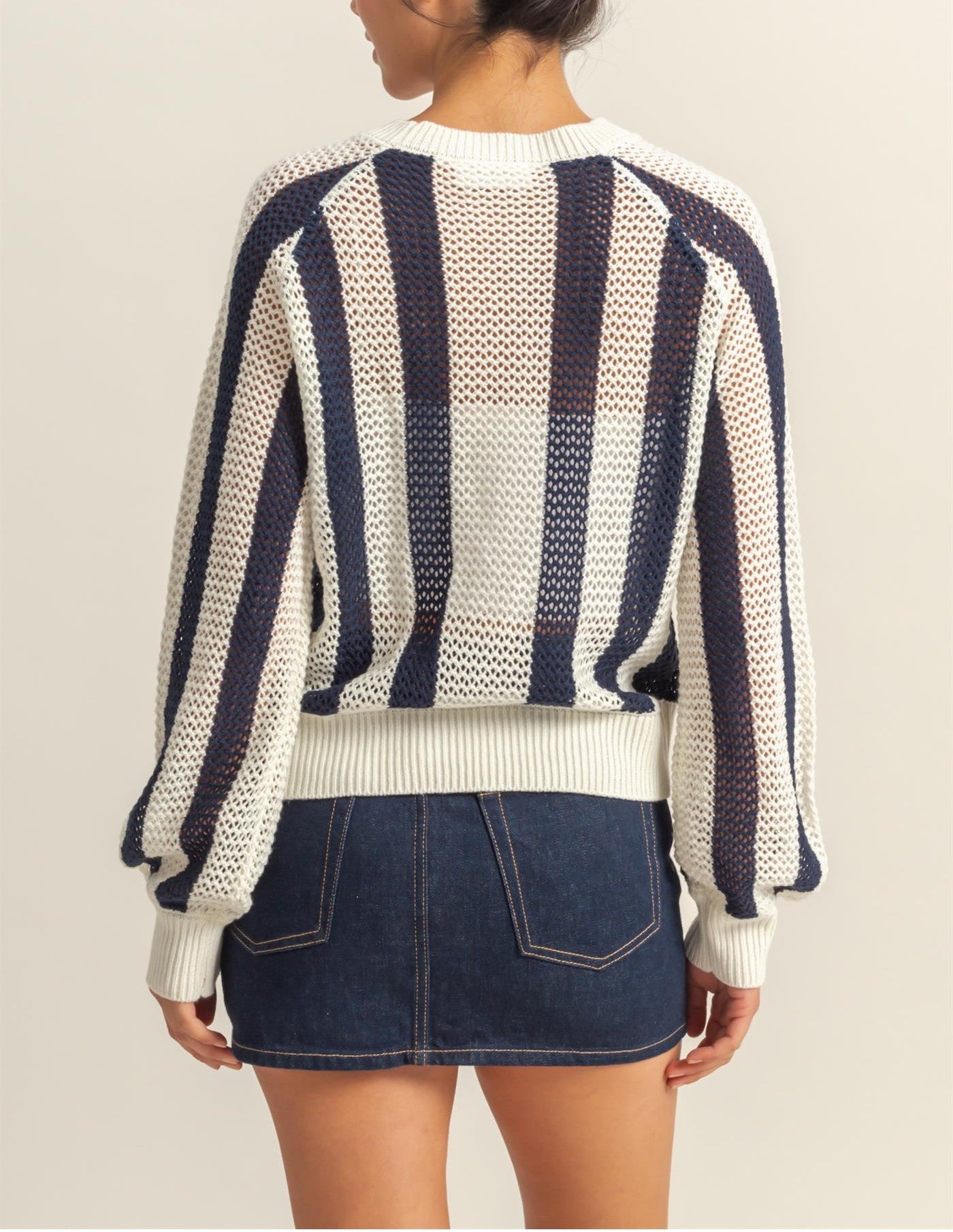 Striped Navy Cream Knit Sweater