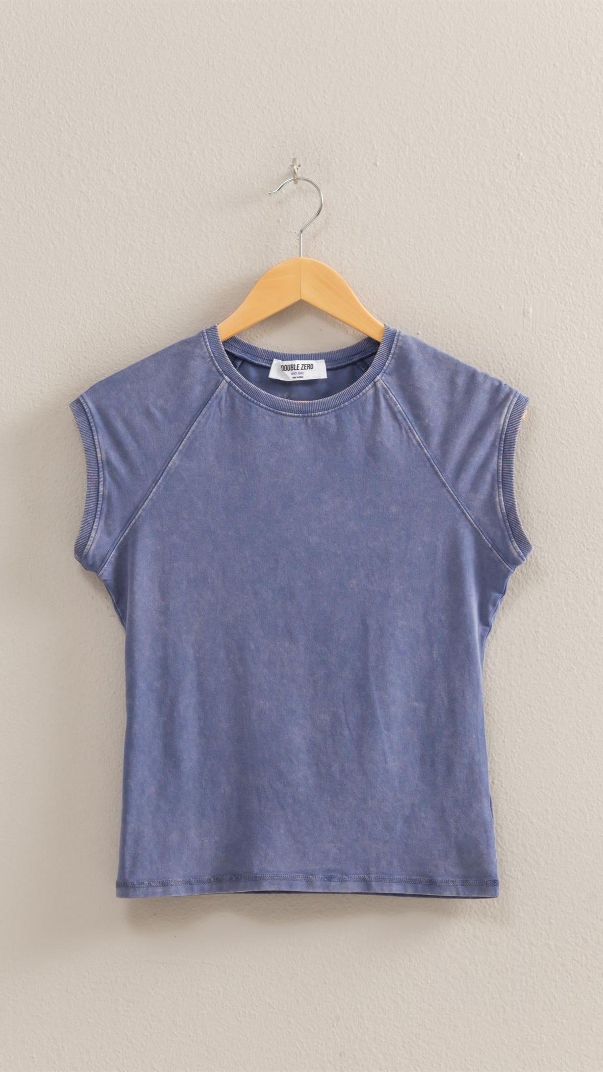 Indigo Basic Raglan Cap Sleeve Tee