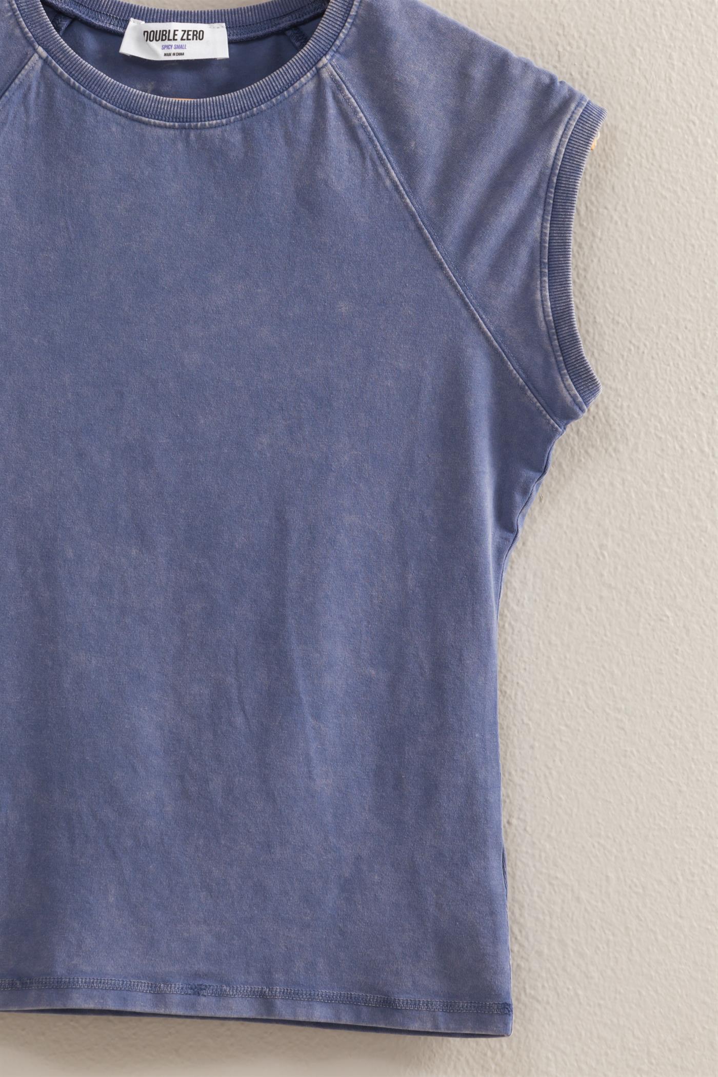Indigo Basic Raglan Cap Sleeve Tee