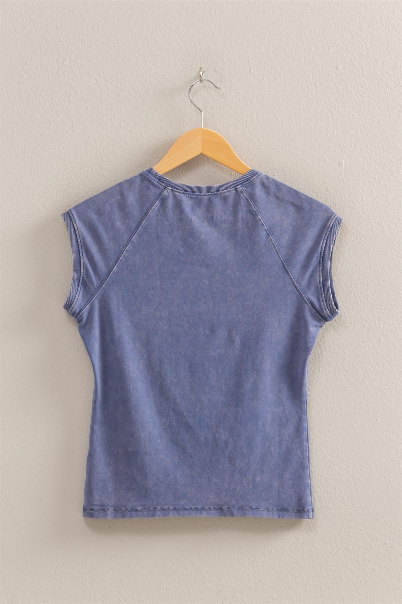 Indigo Basic Raglan Cap Sleeve Tee