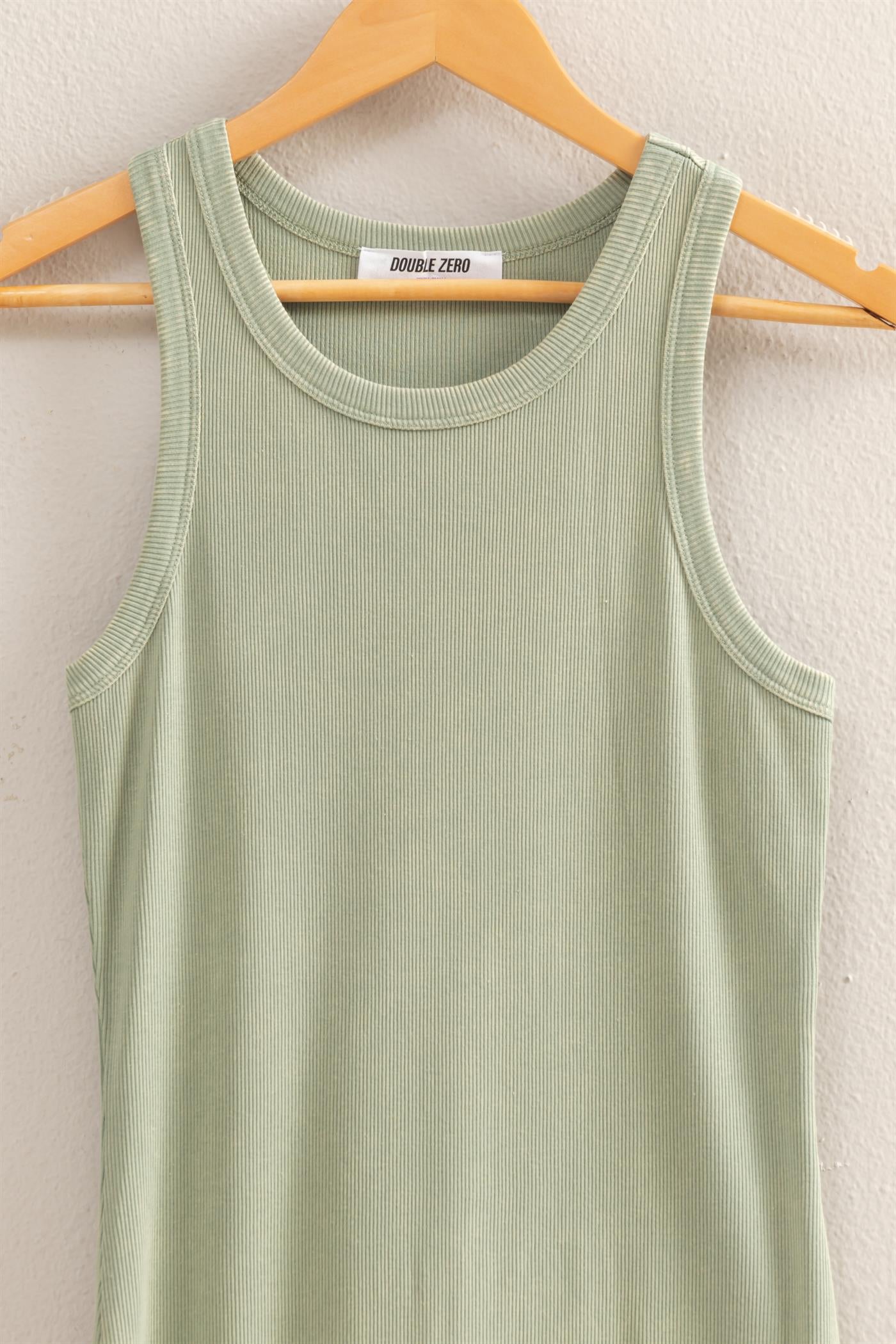 Acid Washed Ribbed Midi Tank Dress
