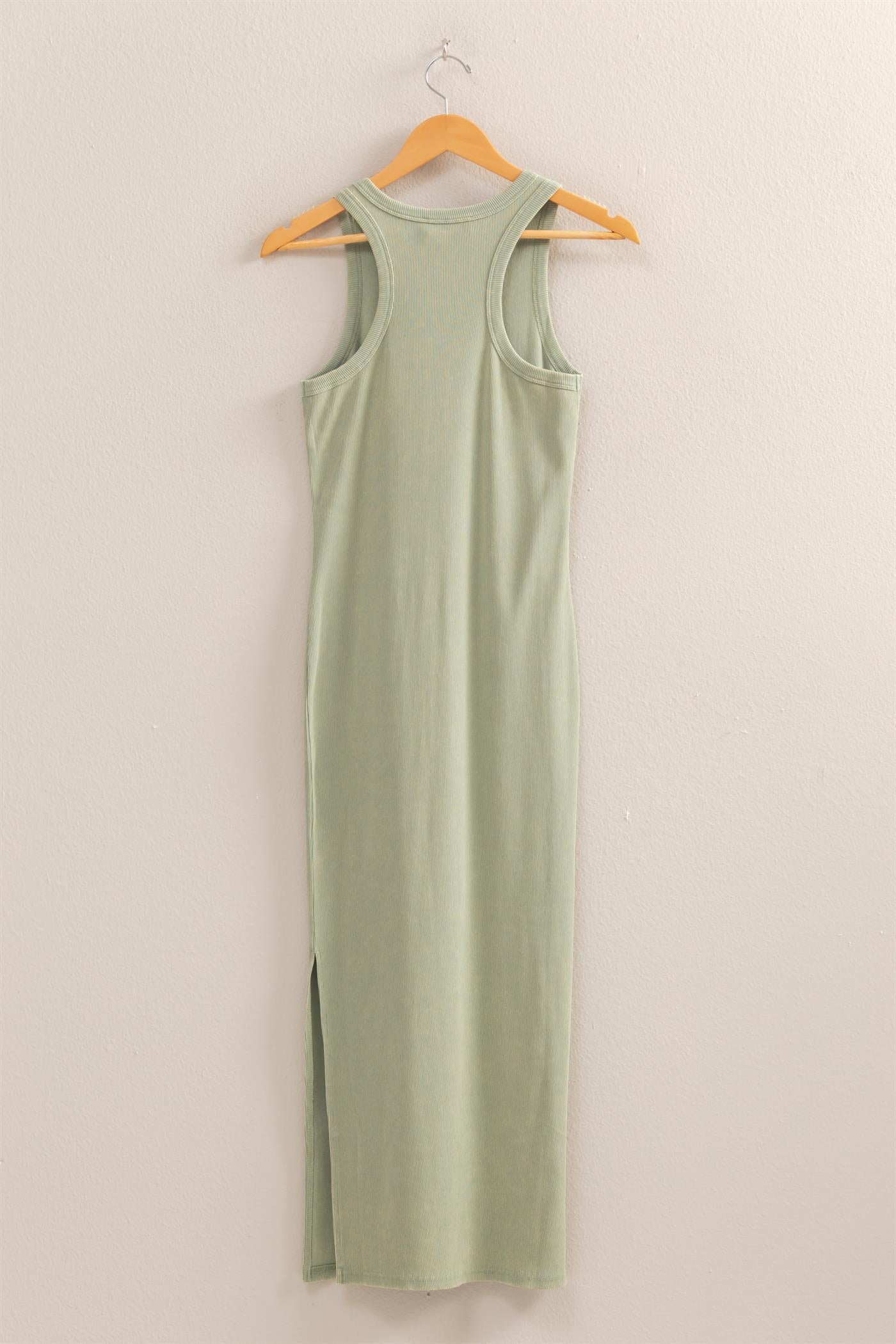 Acid Washed Ribbed Midi Tank Dress