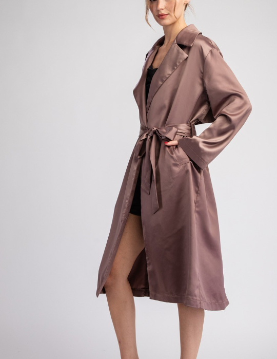 Satin Midi Trench Coat