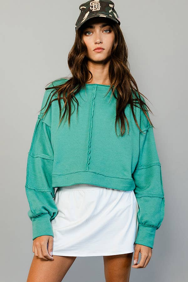 Solid Cropped Sweatshirt