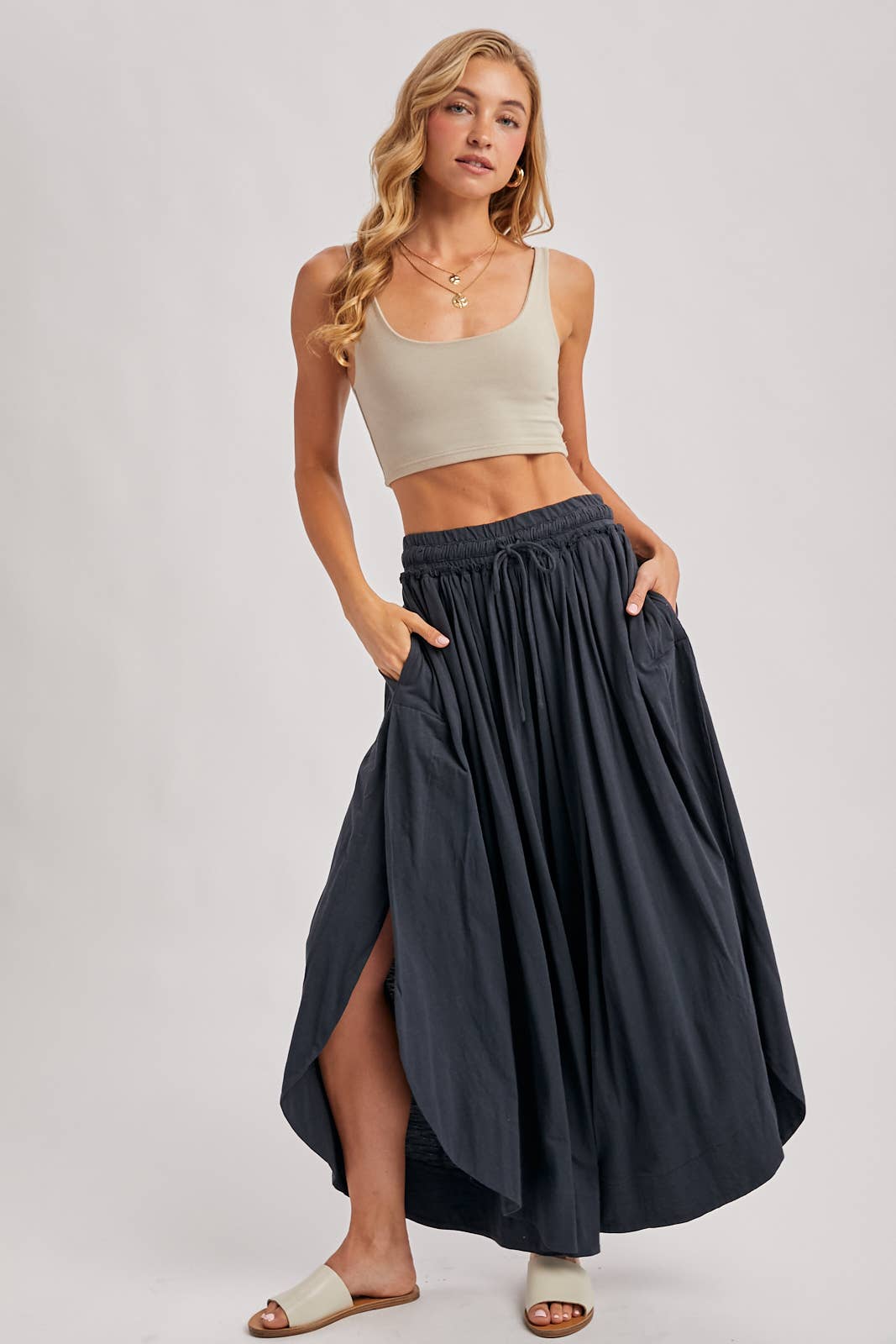 Bohemian Side Slit Wide Leg Pants