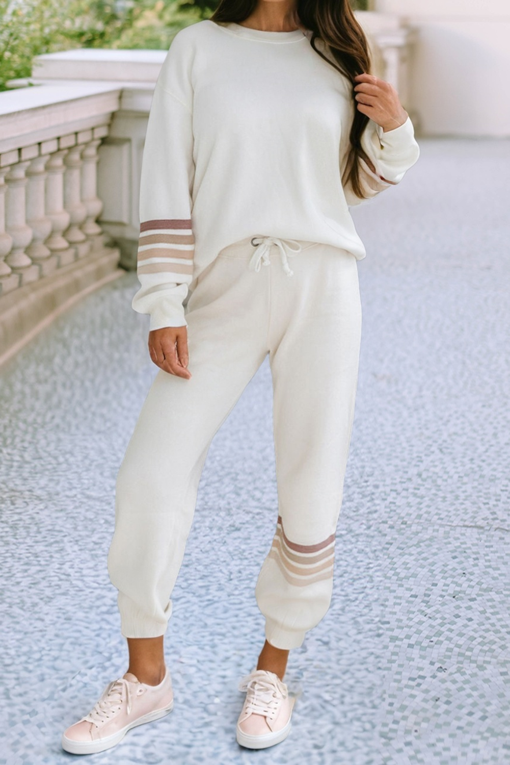 Round Neck Pullover and Jogger Pants Active Outfit