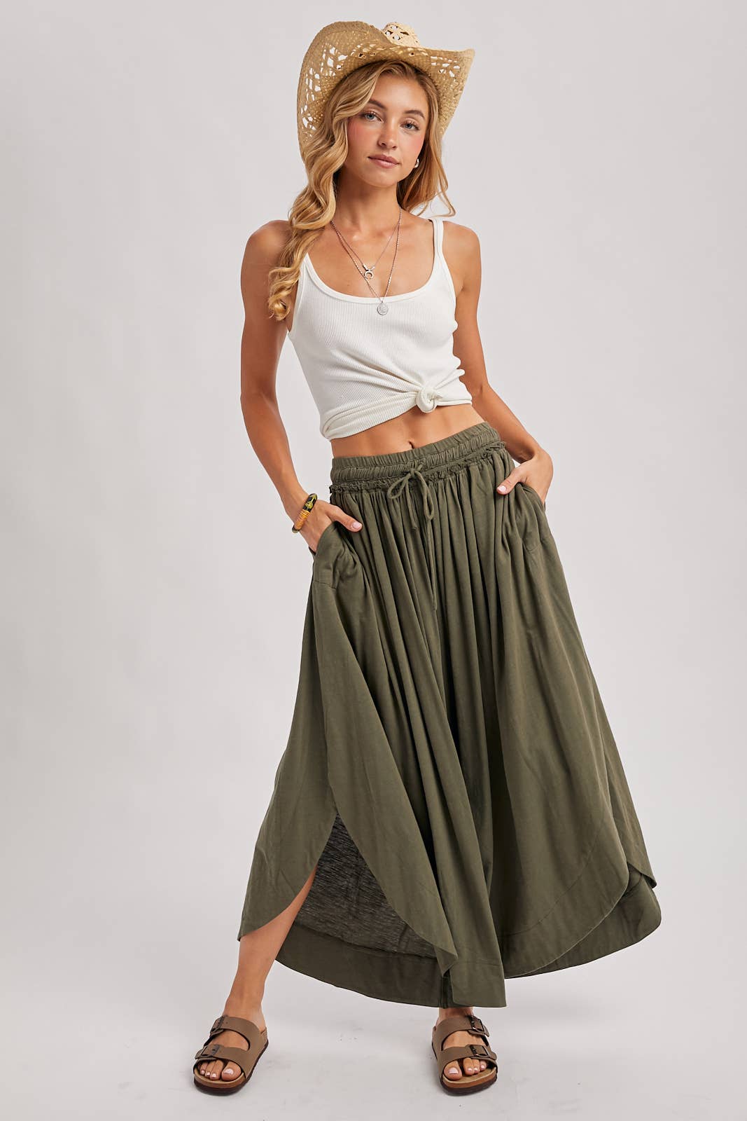 Bohemian Side Slit Wide Leg Pants