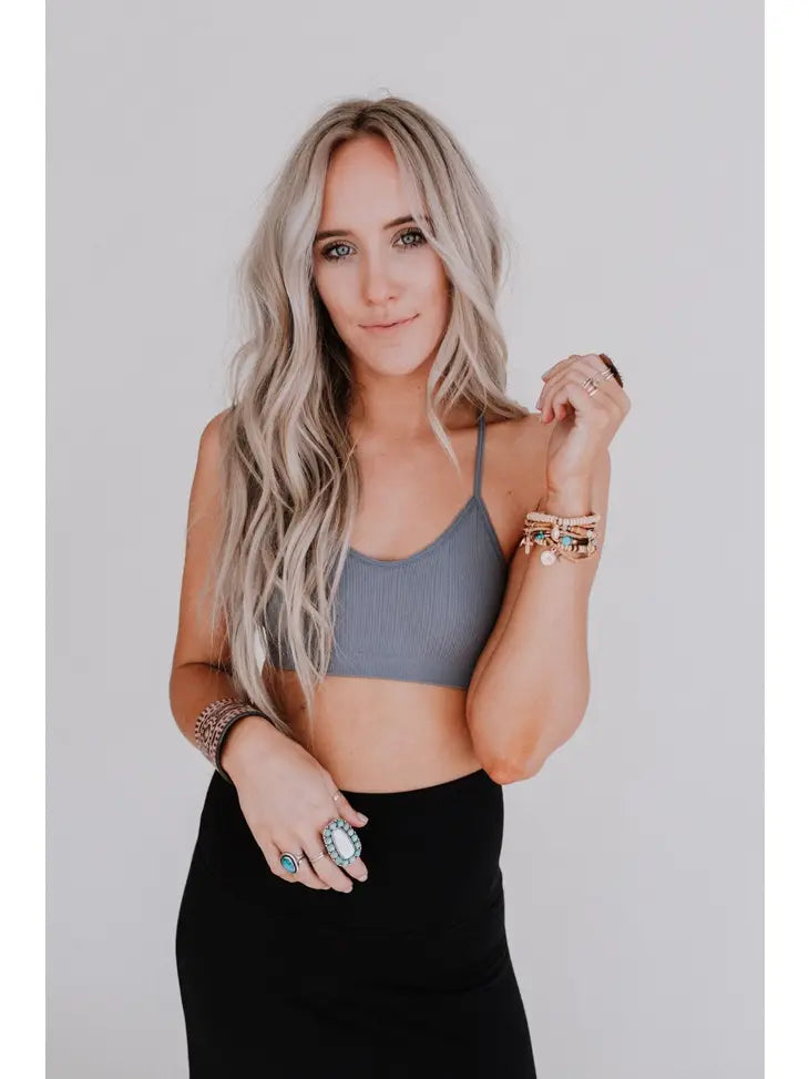 Three Bird Nest - Tattoo Bralette - Gray