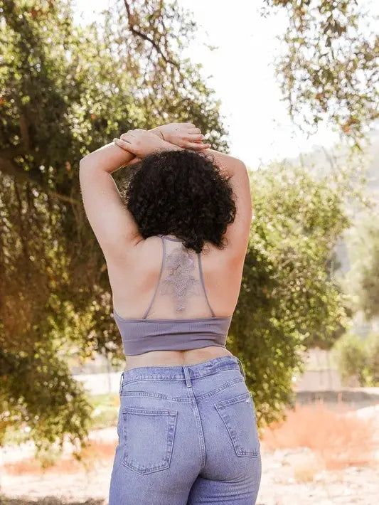 Three Bird Nest - Tattoo Bralette - Gray