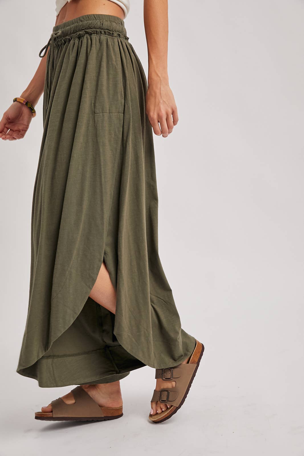 Bohemian Side Slit Wide Leg Pants