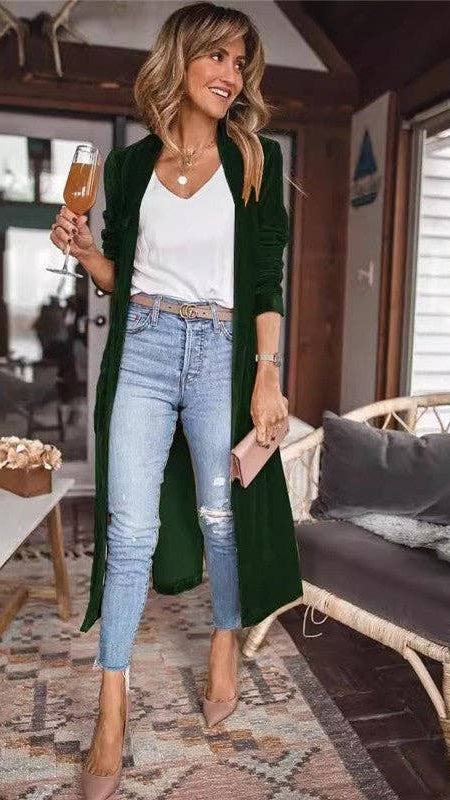 Velvet Long Cardigan