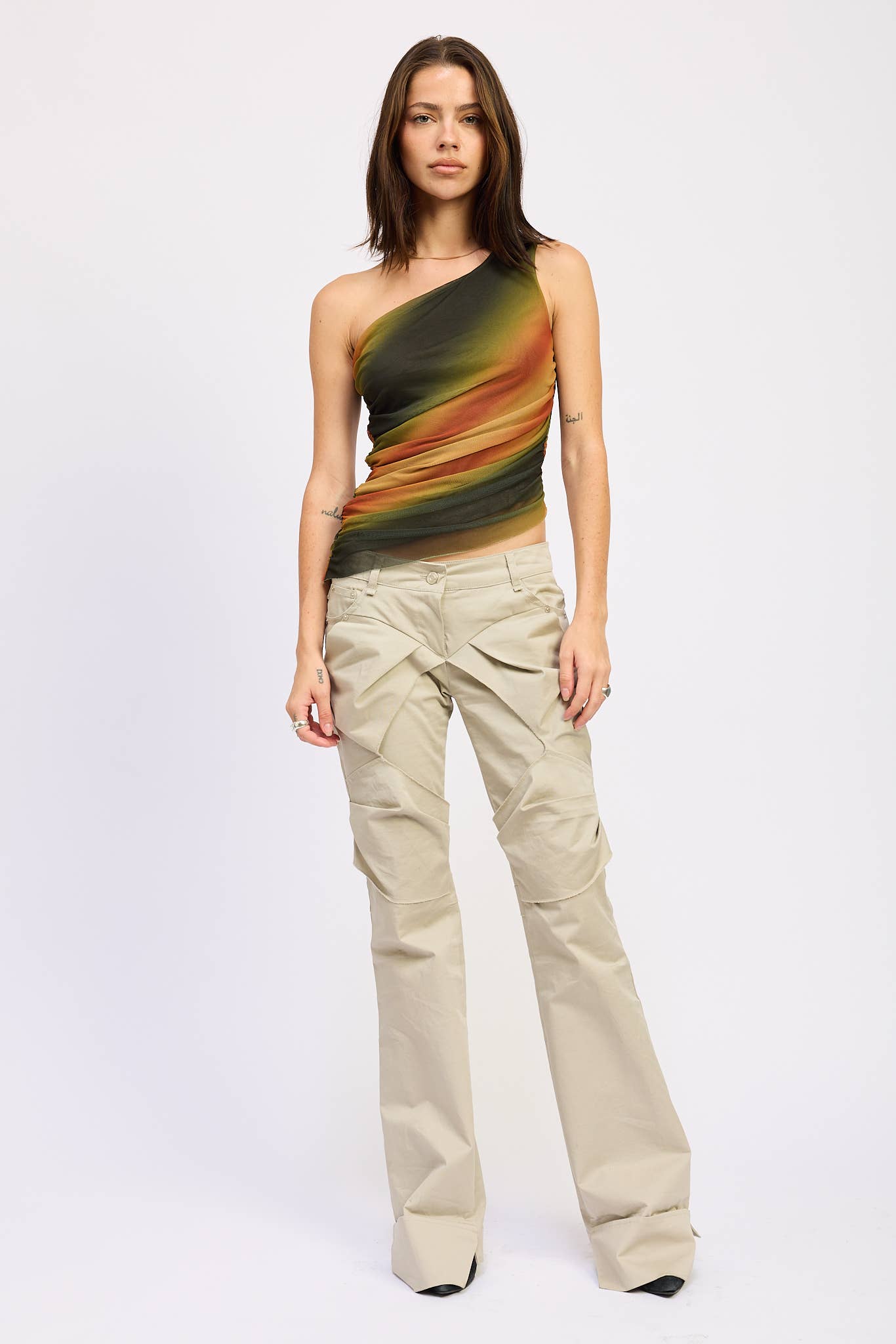 Asymmetrical One Shoulder Mesh Top
