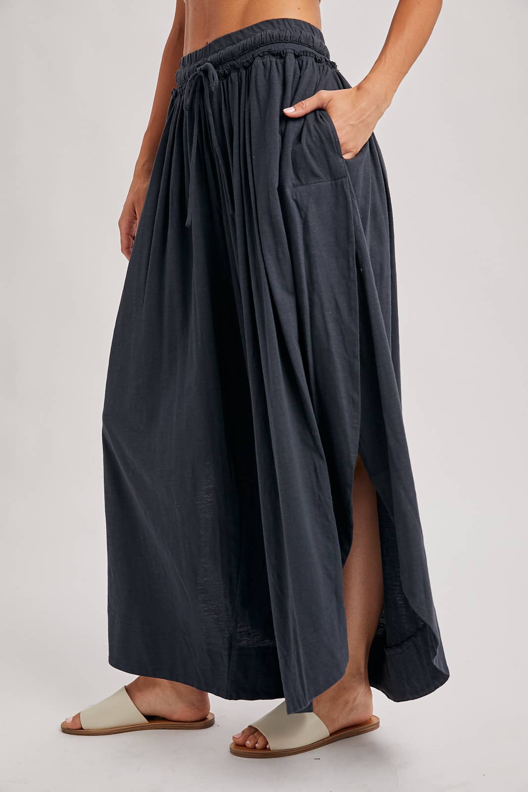 Bohemian Side Slit Wide Leg Pants