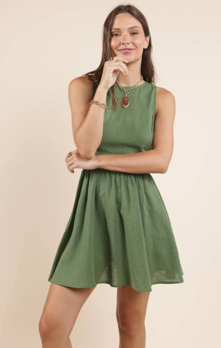 Good Day Braided Dtl Cutout Mini Dress : GREEN: SMALL