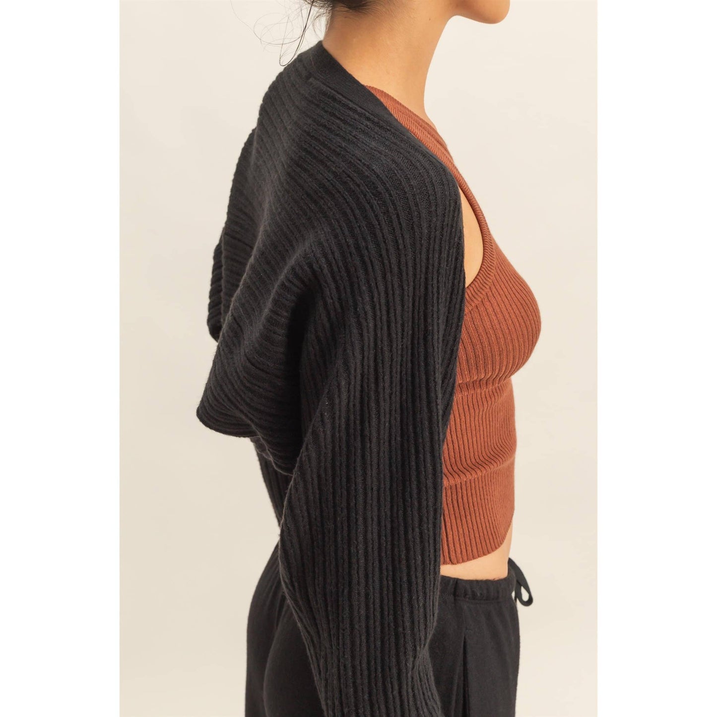 Ribbed Knit Bolero Cardigan