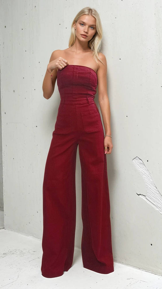 Stapless Denim Jumpsuit