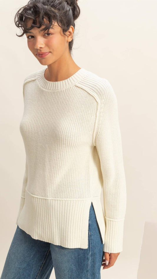 HYFVE - Raglan Long Sleeve Side Slit Sweater