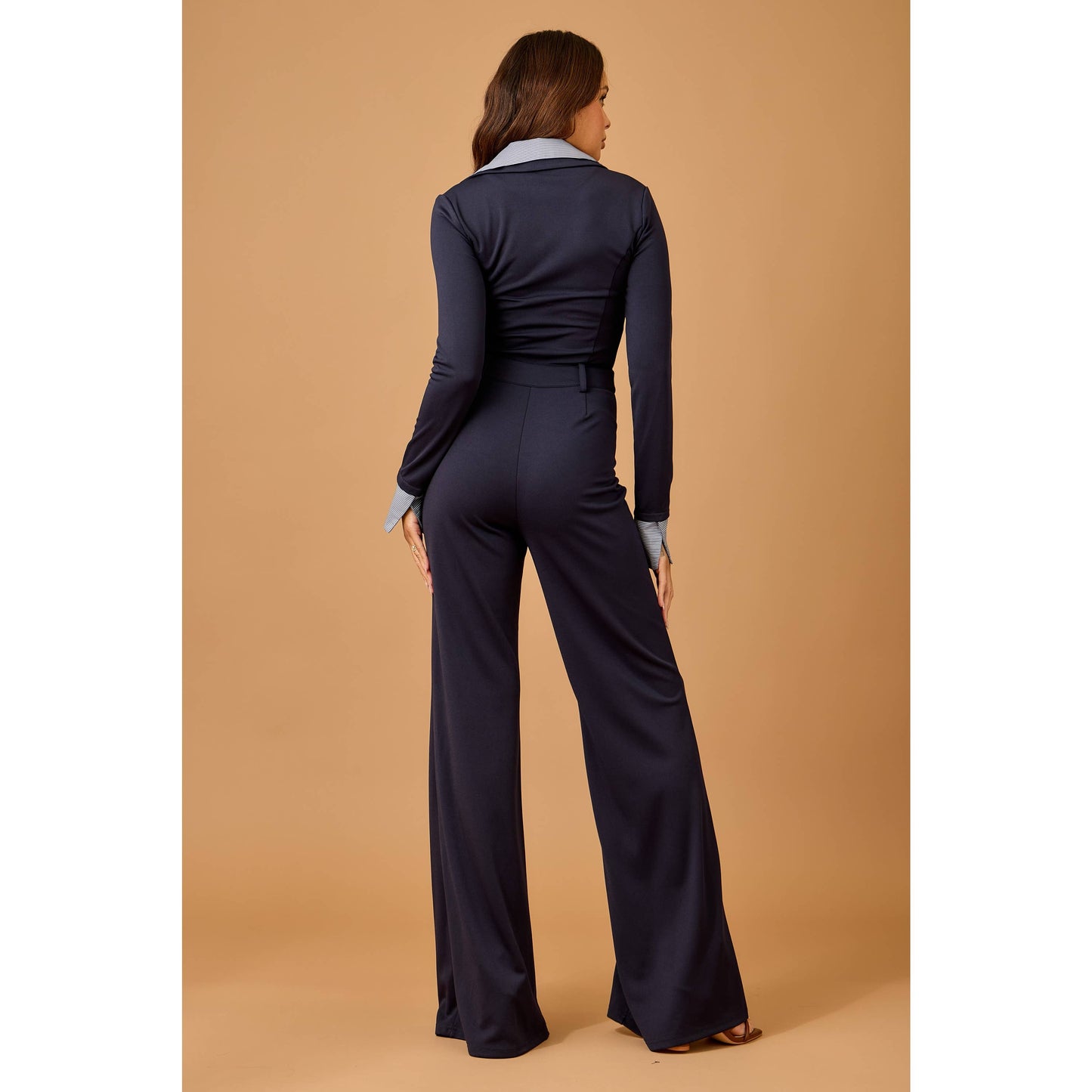 Polished navy stretch jumpsuit