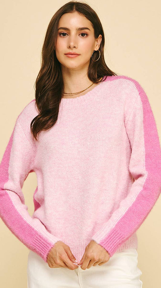 Color Block Stripe Knit Sweater