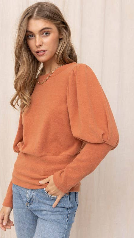 Brushed Puff Sleeve Top