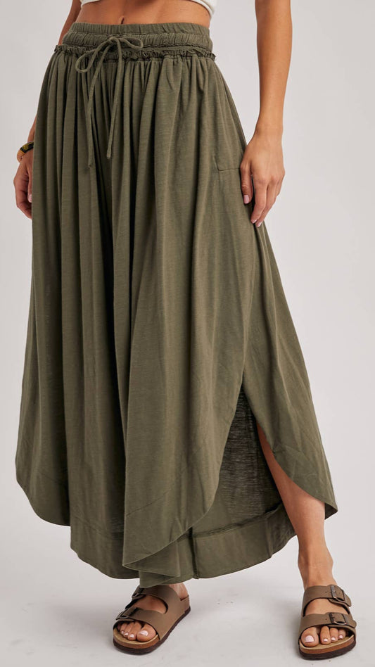 Bohemian Side Slit Wide Leg Pants