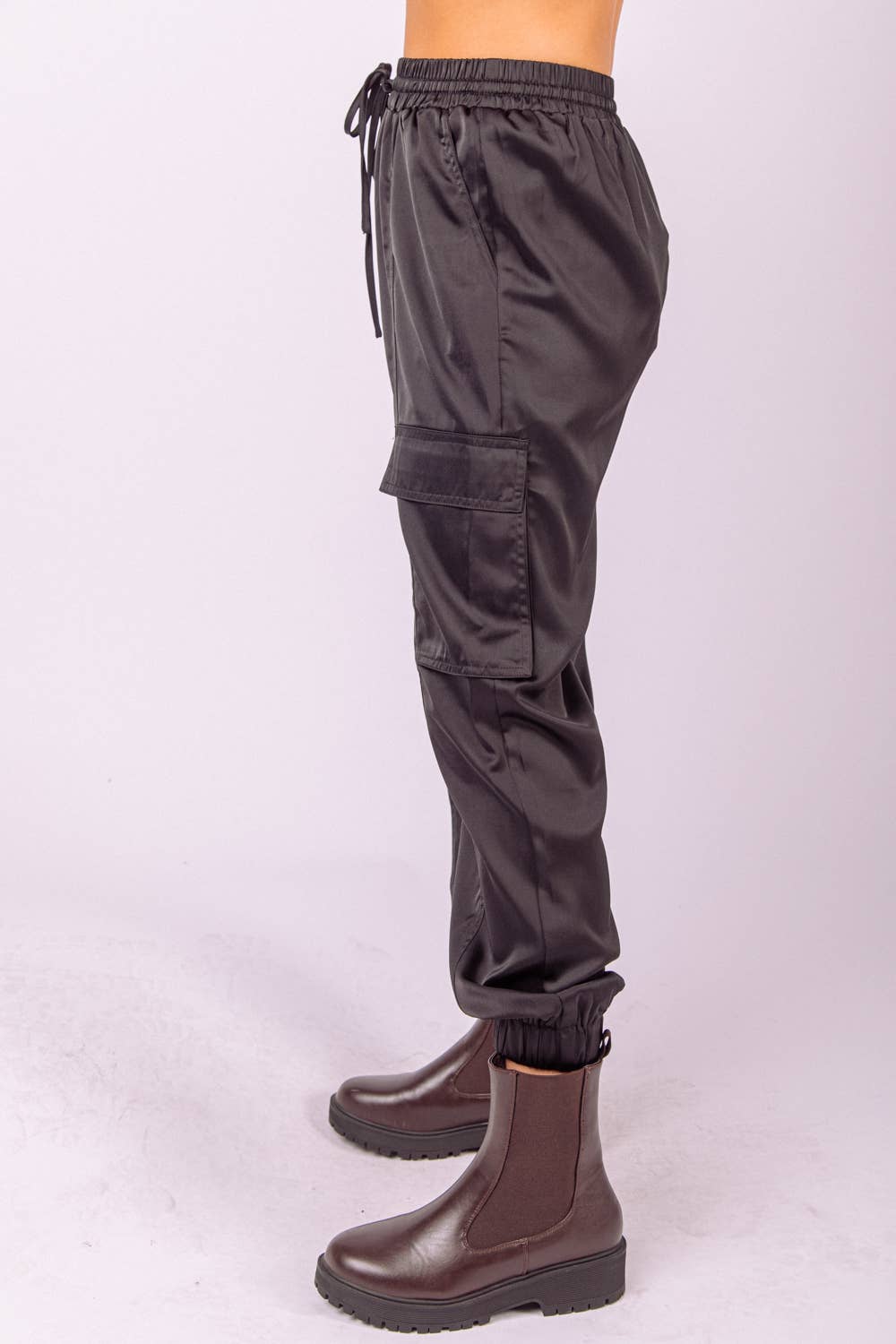 Satin Soft Shiny Cargo Jogger