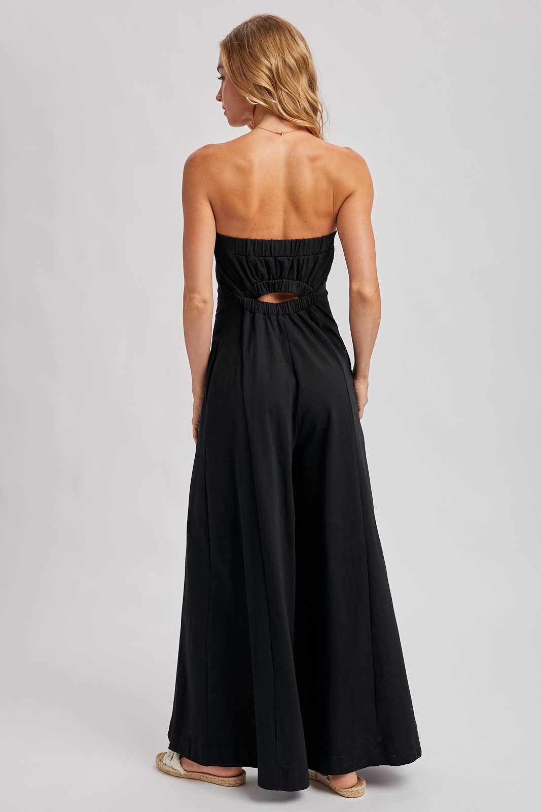 Strapless Bandeau Wide Leg Jumpsuit w/ Pockets