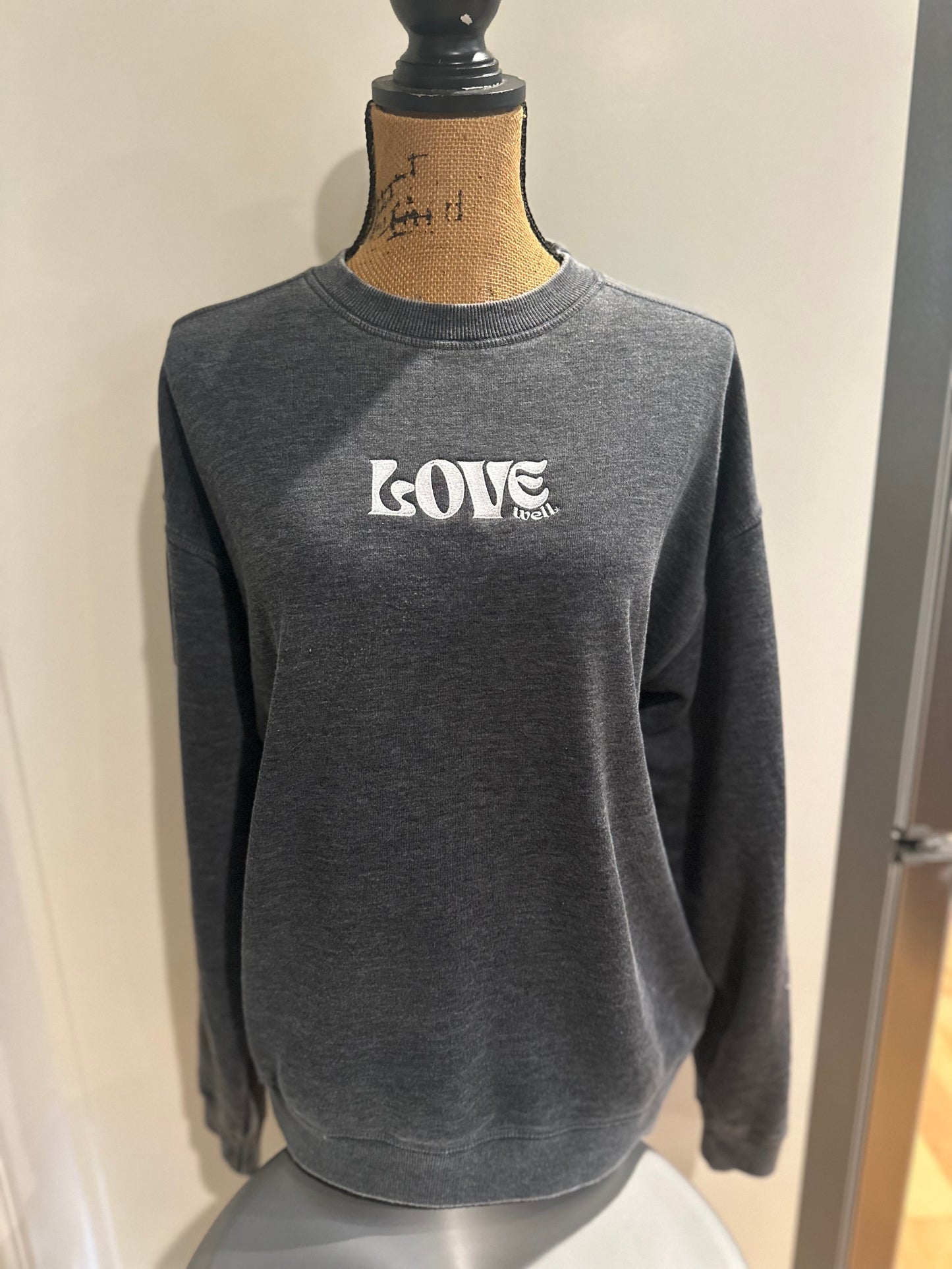 Love Well Rhinestone Black Groovy Sweatshirt