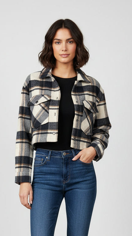 Button Down Flannel Crop Top