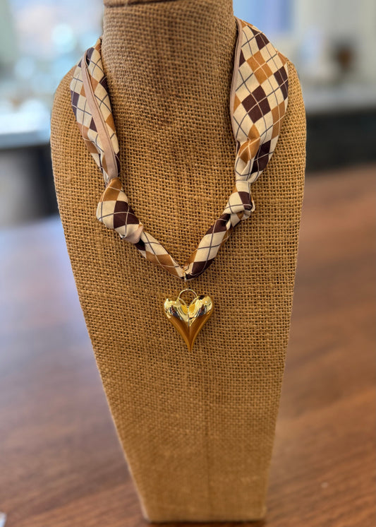 Scarf Necklace w/ Heart Charm