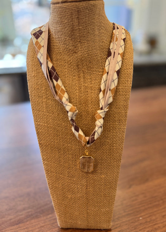 Scarf Charm Necklace w/ Crystal