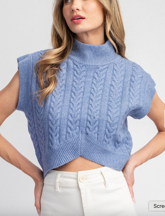 Textured Mock Neck Sweater Top