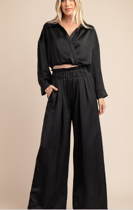 Wide Leg Satin Pants