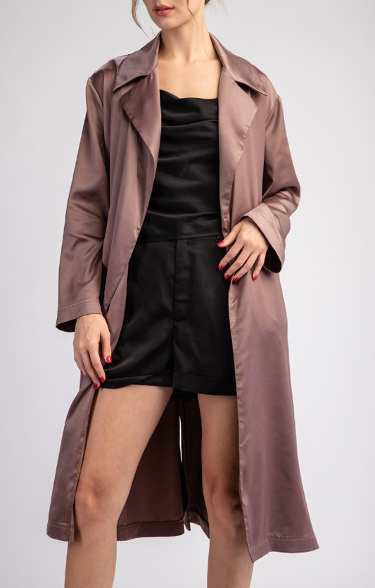 Satin Midi Trench Coat