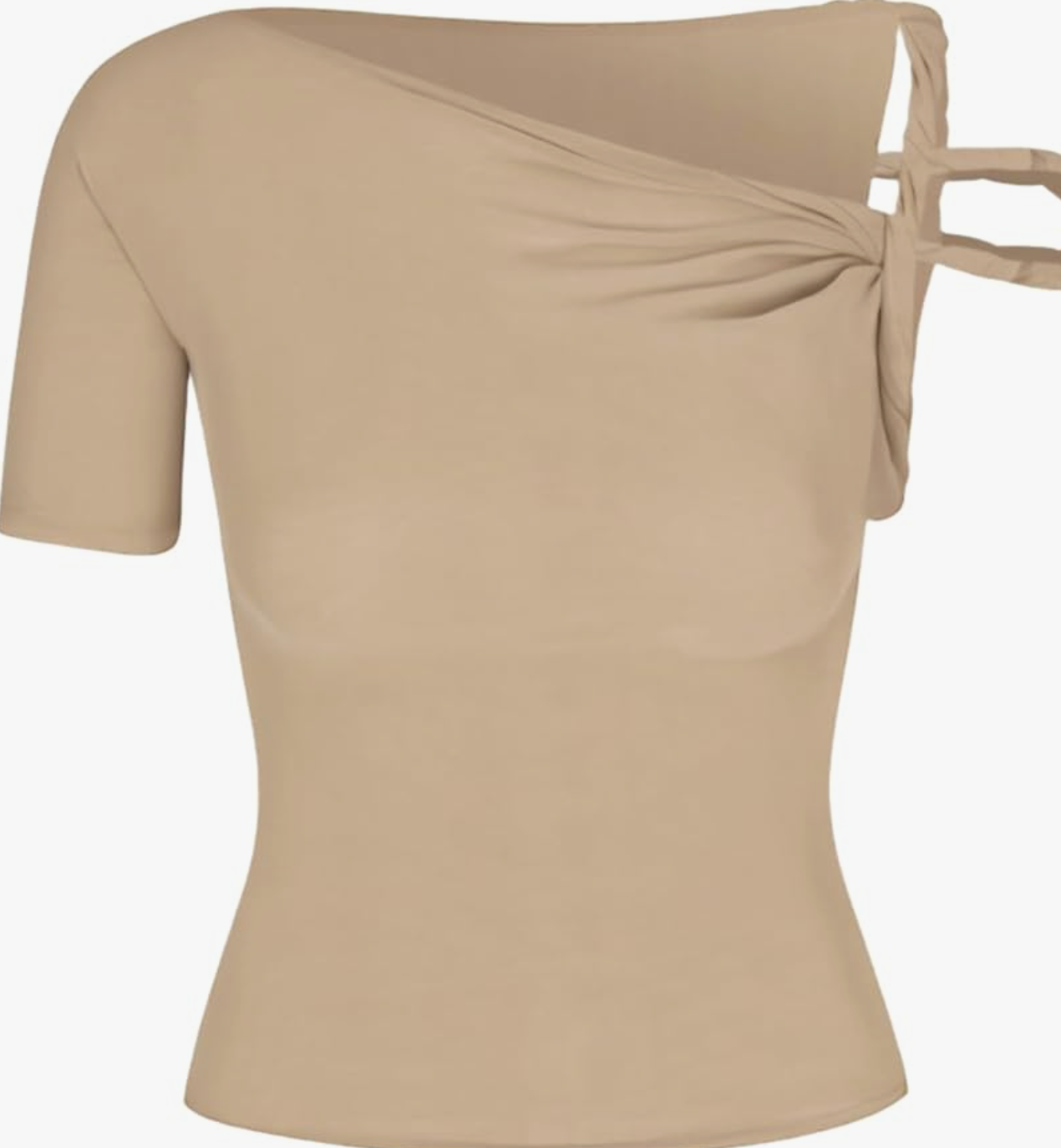 Twisted Asymmetrical Off the Shoulder Stretch Top