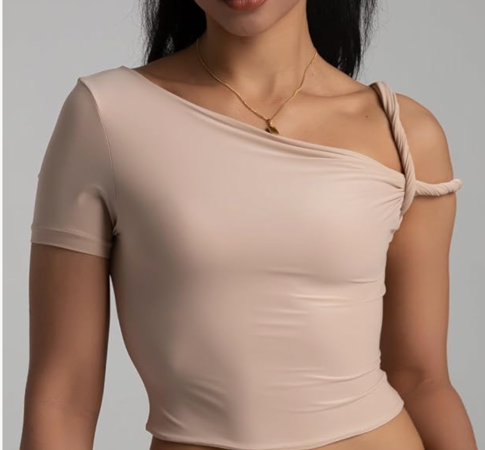 Twisted Asymmetrical Off the Shoulder Stretch Top