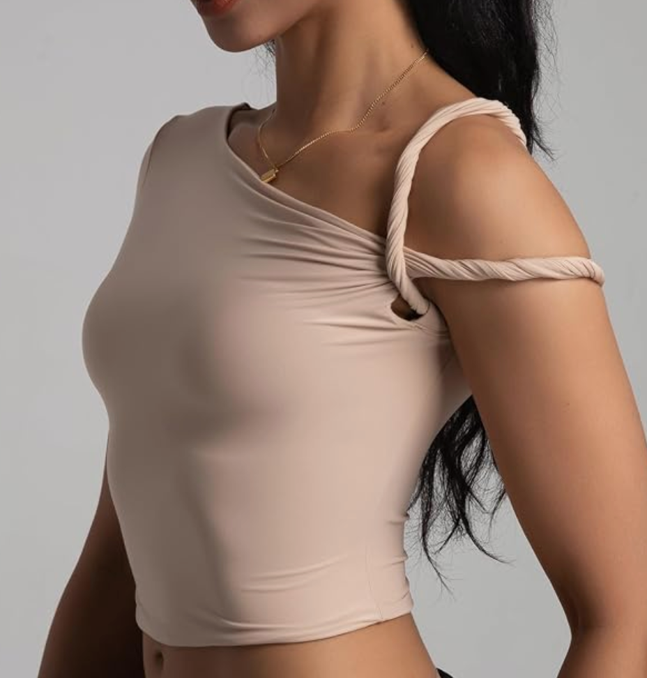 Twisted Asymmetrical Off the Shoulder Stretch Top