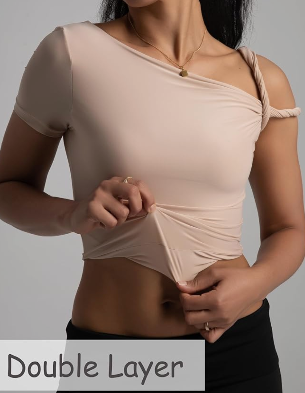Twisted Asymmetrical Off the Shoulder Stretch Top