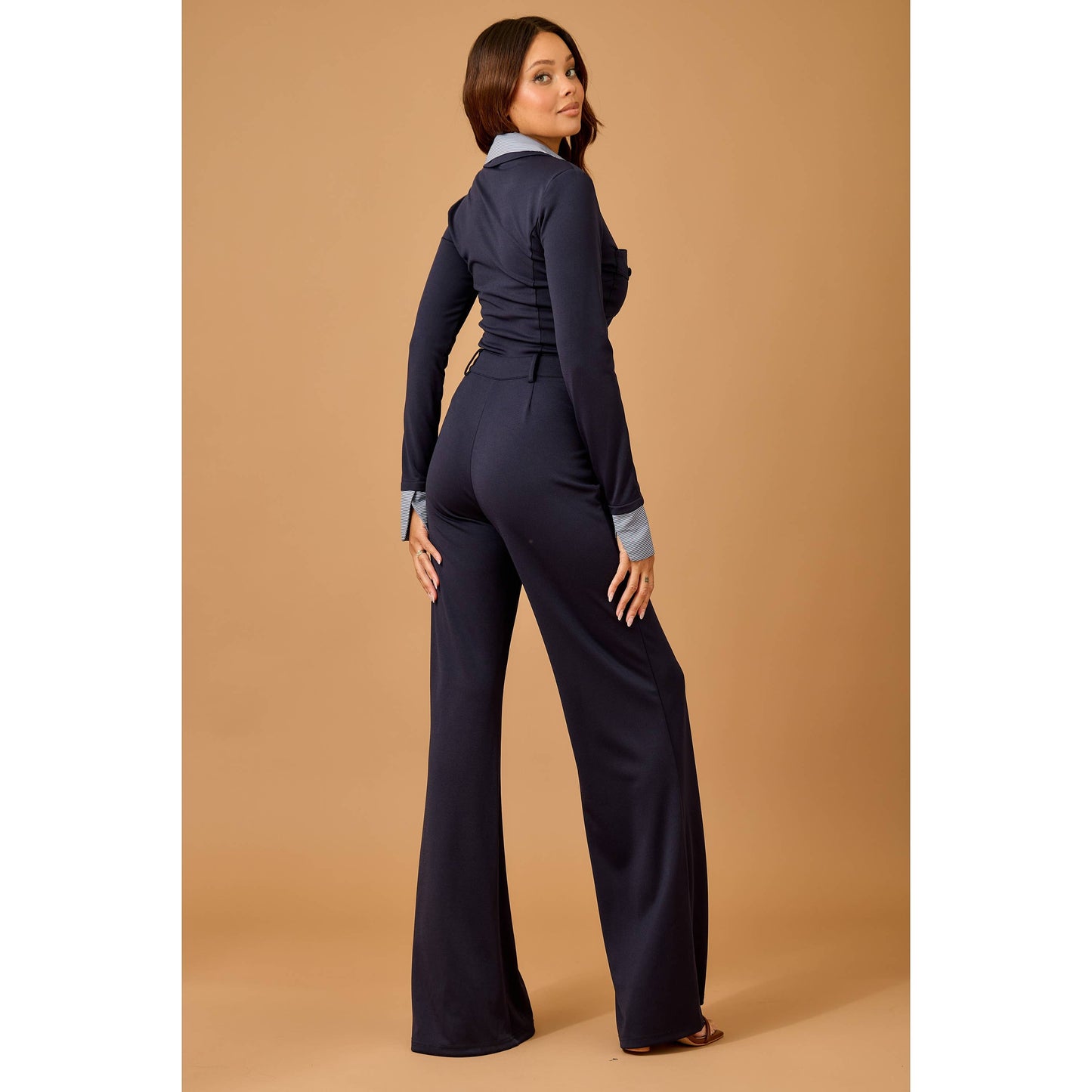 Polished navy stretch jumpsuit