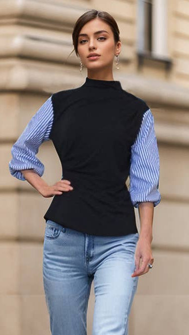 Betty Mock Neck Bubble Sleeve Top