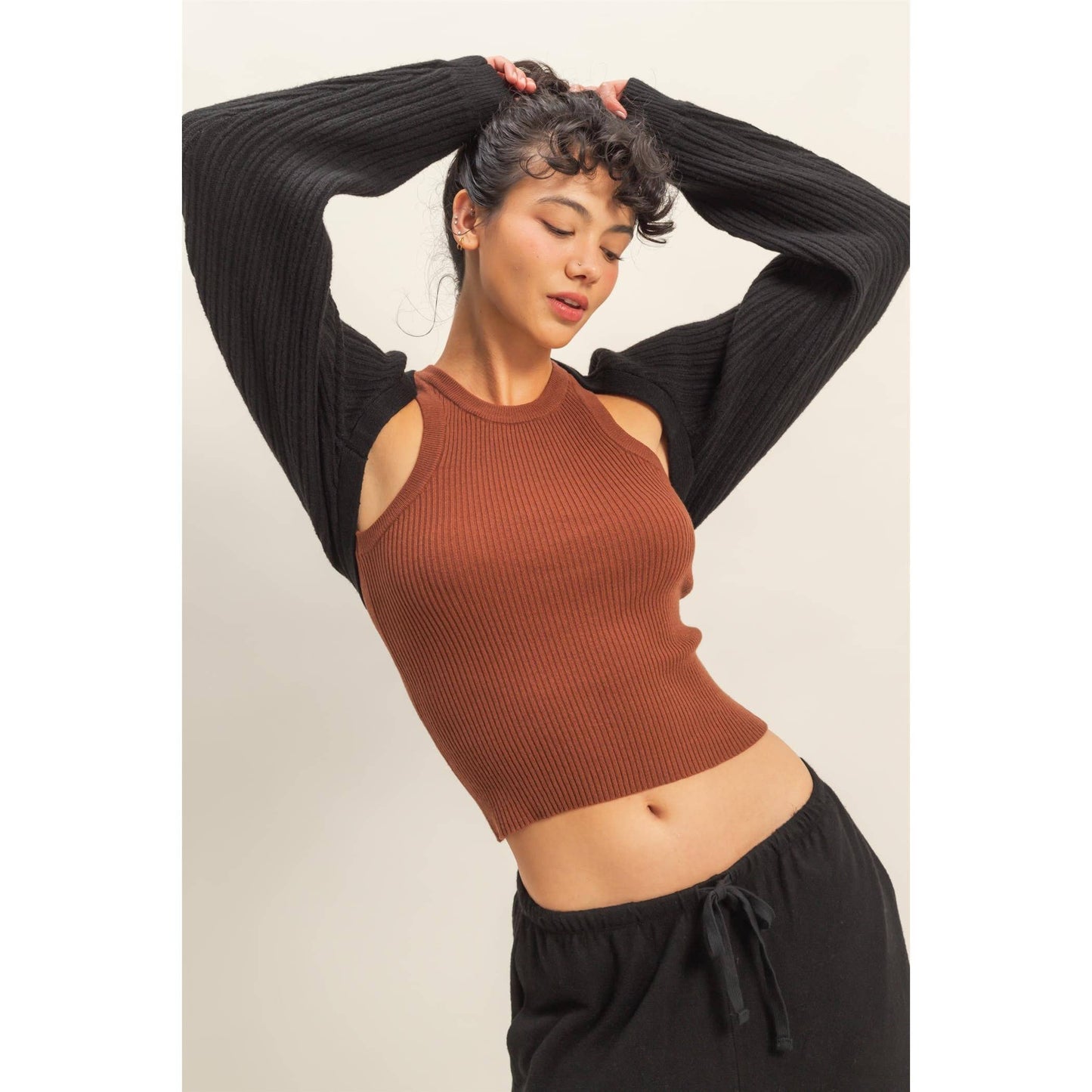 Ribbed Knit Bolero Cardigan