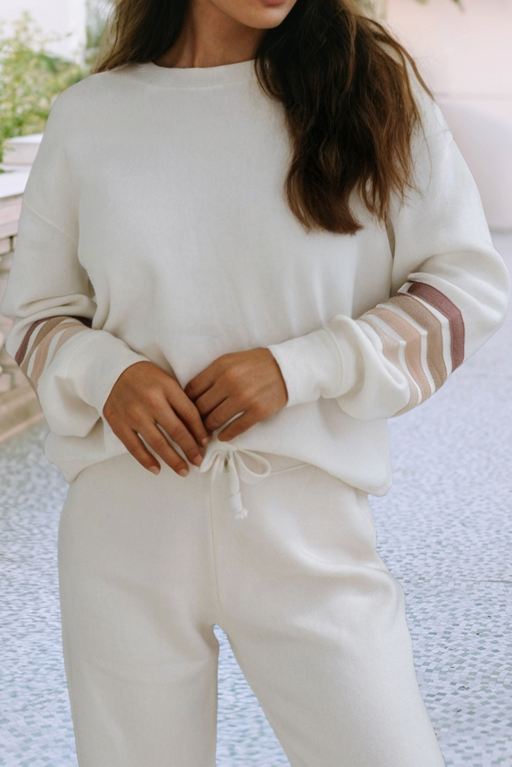 Round Neck Pullover and Jogger Pants Active Outfit